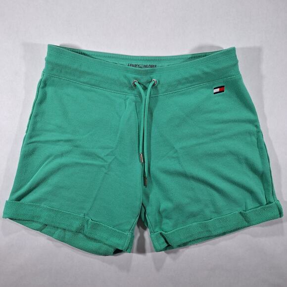 Tommy Hilfiger Pants - Tommy Hilfiger Sport Women's Medium Sweat Shorts Green Drawstring Cuffed Elastic